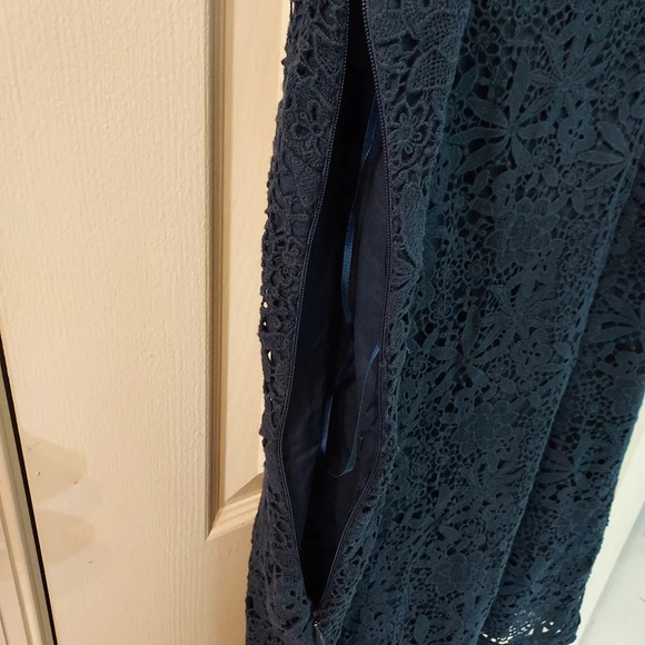NWT J. Crew Navy Blue Crochet Lace Slip Dress in Size 16 - Picture 11 of 14